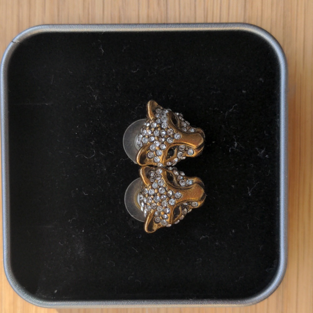 Elizabeth Cole crystal cat earrings